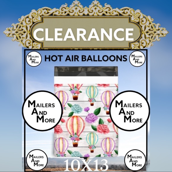 Other - 50 10X13 CLEARANCE Hot Air Balloon Flat Poly Mailers, Shipping Envelopes